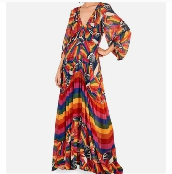 Anthropologie Dresses & Skirts - Farm Rio Rainbow Toucans Maxidress